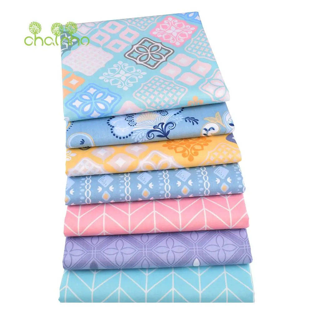 Chainho,Printed Twill Weave Cotton Fabric,Patchwork Cloth,DIY Sewing Quilting Material,Handmade Textile,20x25cm/Piece,CC226-230