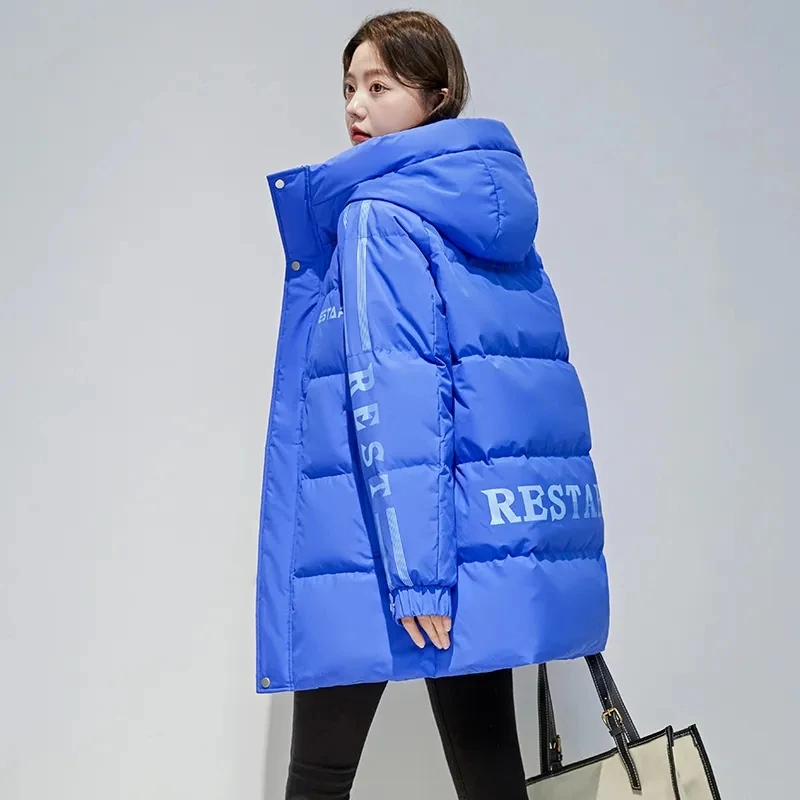 Warm Cotton Padded Coat Ladies Parkas Long 2025Winter New Men Down Cotton Jacket Women Korean Loose Outerwear Hooded Outcoat Top
