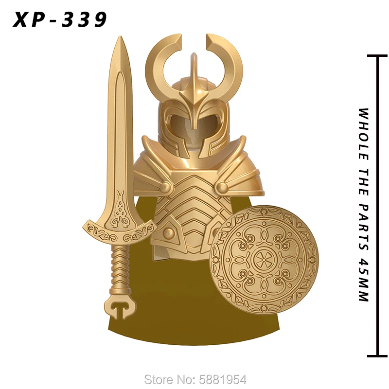 Koruit Medieval Knight Asgard Soldier Weapons Action Figures Accessories Armor Helmets Building Blocks Toys For Children KT1044