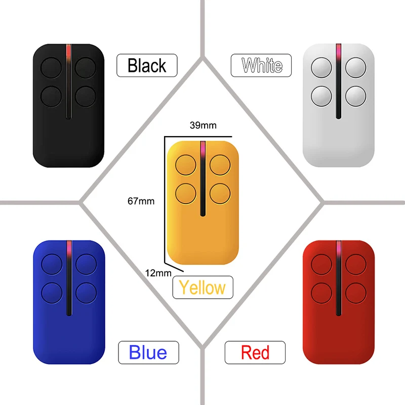 280MHz-868MHz MultiFrequency Garage Door / Gate Remote Control 433.92MHz Garage Door Opener Command Transmitter Keychain Key