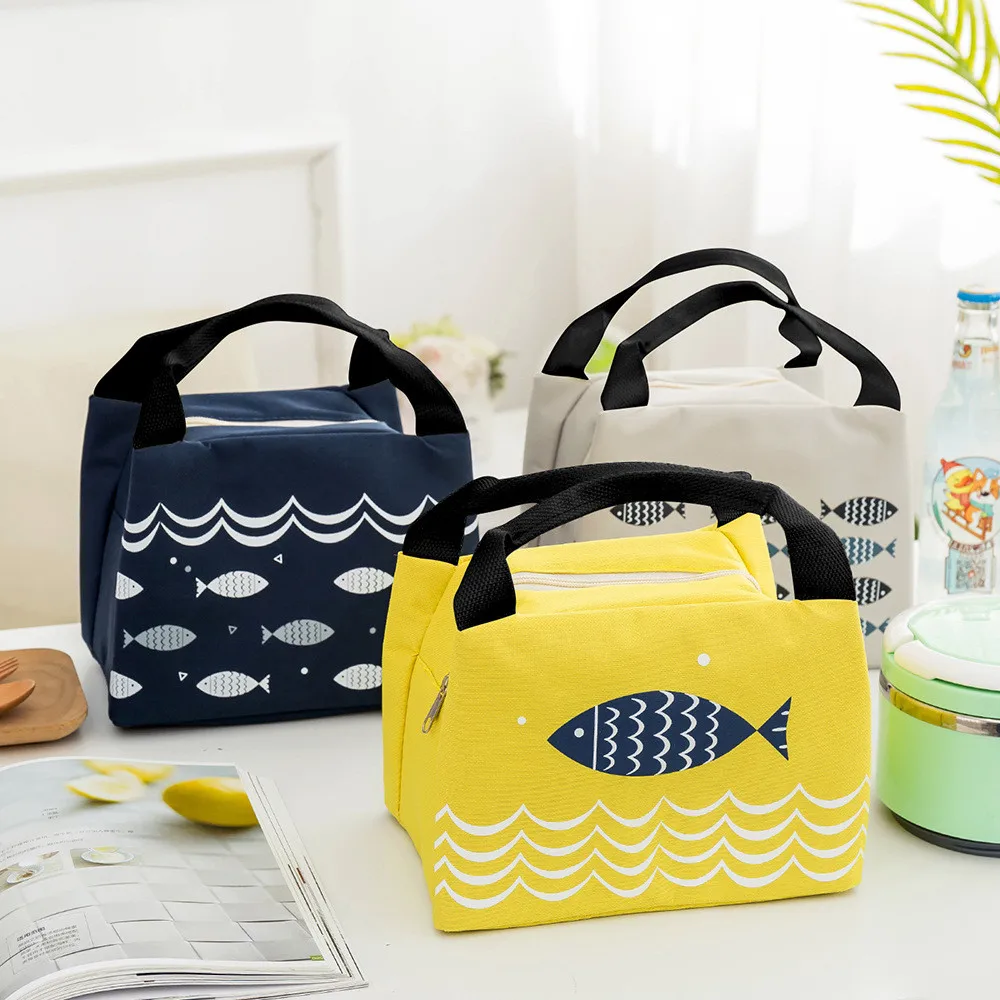 

Cute Fish Lunch Bag Cartoon Large Capacity Bento Box Thermal Insulated Pouch Lunch Box Container Handbag Convenient Cooler Bag