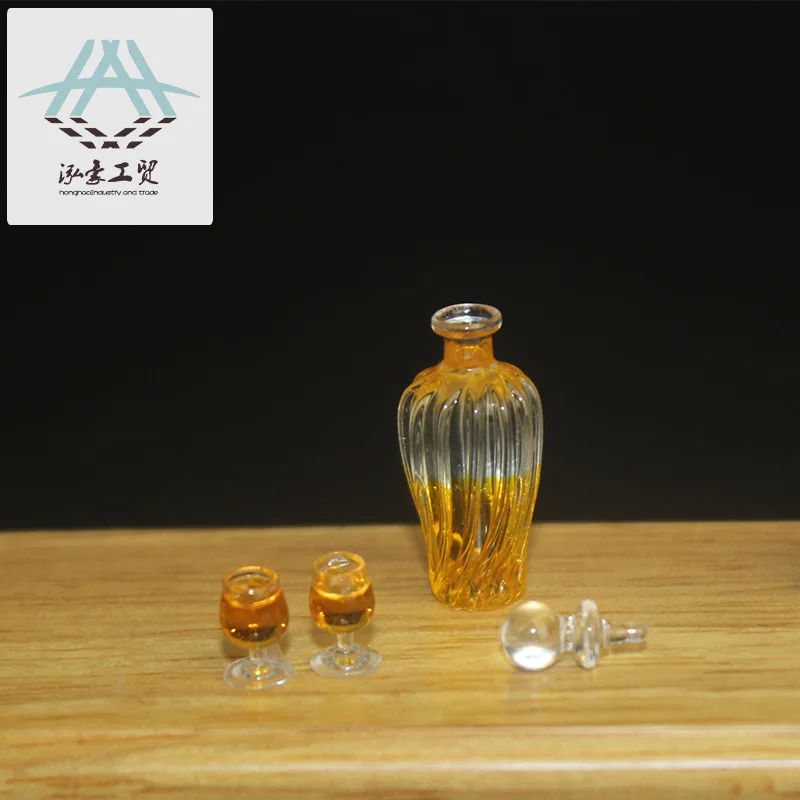 Zestaw miniaturowych akcesoriów do domku dla lalek w skali 1:12, symulacja whisky, model DIY, zabawki, rekwizyty fotograficzne do sceny baru, dekoracja.
