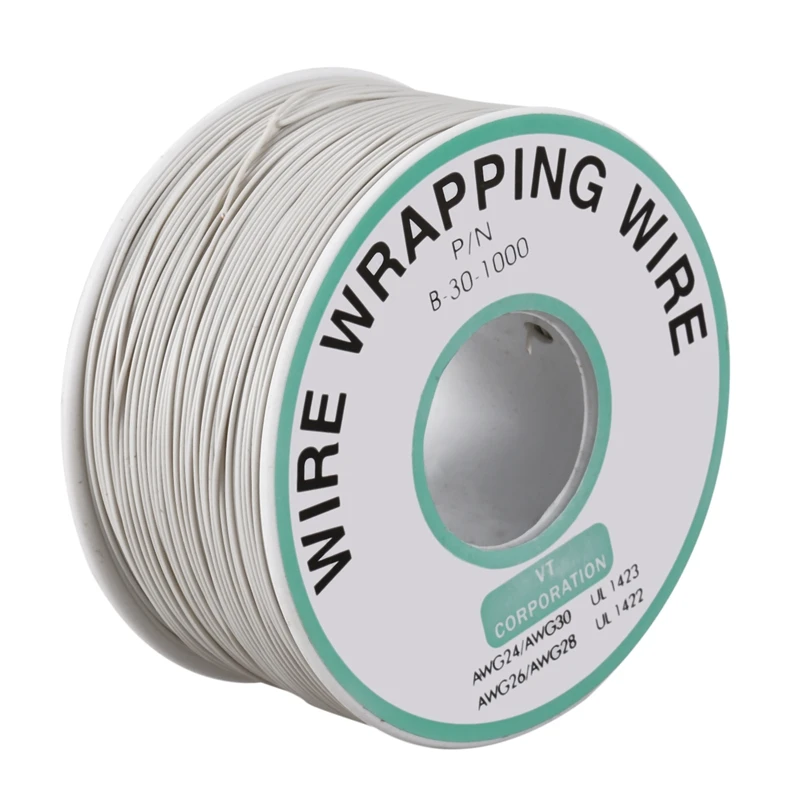 TOP 305M White PVC Coated Tin Plated Copper Wire Wire-Wrapping 30AWG Cable Roll