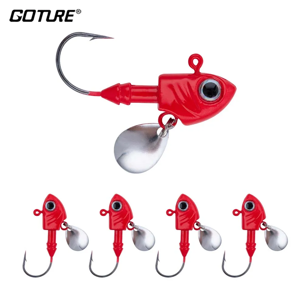 

Goture 5pcs 3.5g-20g Swimbaits Fish Head Jig Hook Freshwater Saltwater Fishing Jig Hooks for Soft Fishing Lures Accessories