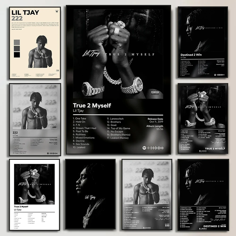 Hip Hop Pop Rapper Lil TJay Posters New Music Album 222 Cover for Room Aesthetics Canvas Painting Pictures Art Home Wall Decor