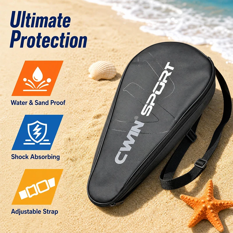 CWIN SPORT PU Leather Beach Tennis Racket Bag Waterproof Sandproof Padel Accessories Portable Racket Cover