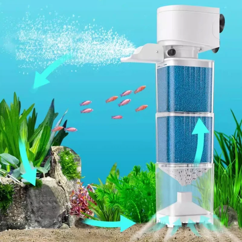 

Fish Tank Filter Built-in Silent Circulation Water Purifier Aquarium Filter Pumping Water Oxygenate Filters Fishbowl Fish Toilet