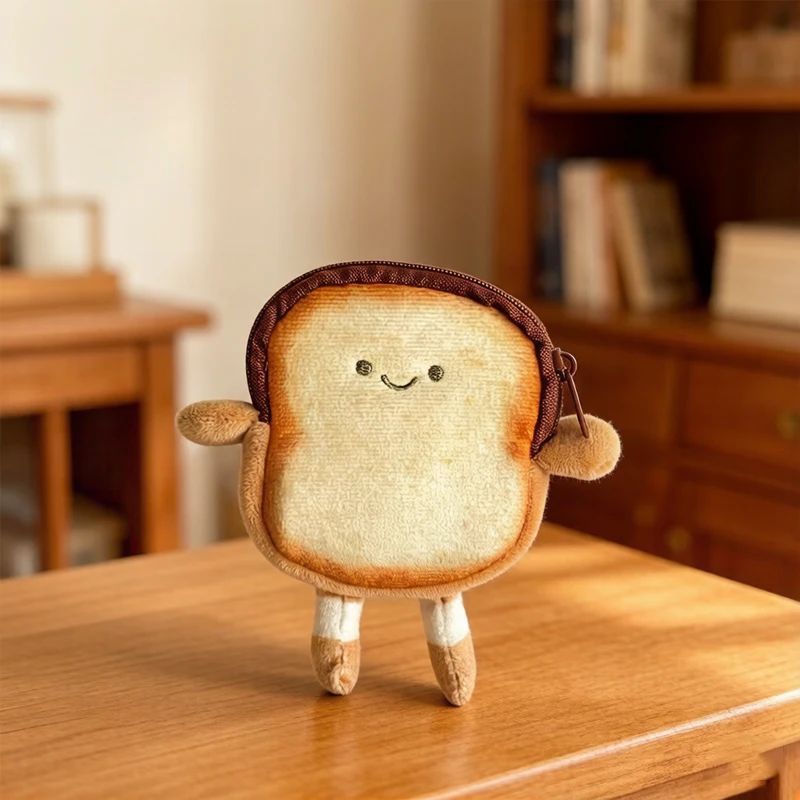 

Generic Kawaii Japanese Style Plush Toast Coin Purse Creative Bread Slice Keychain Pendant Student Earphone Coin Storage Bag