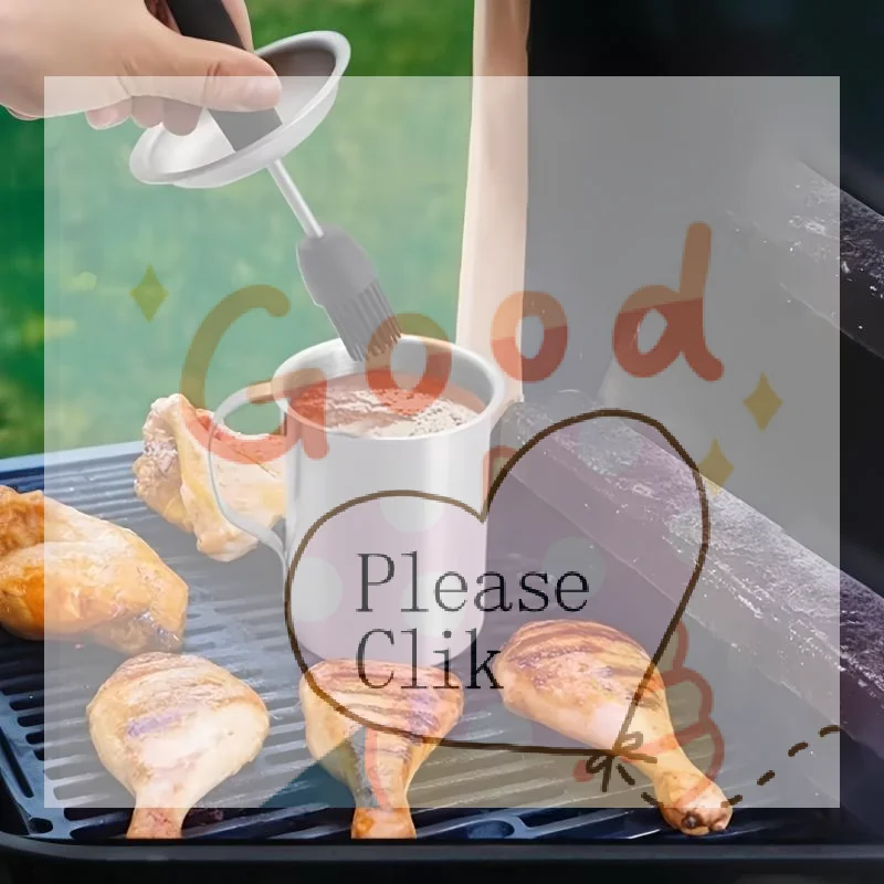 【HG】500ML Stainless Steel Sauce Basting Pot With Brush Portable Practical BBQ Sauce Oil Basting Tool