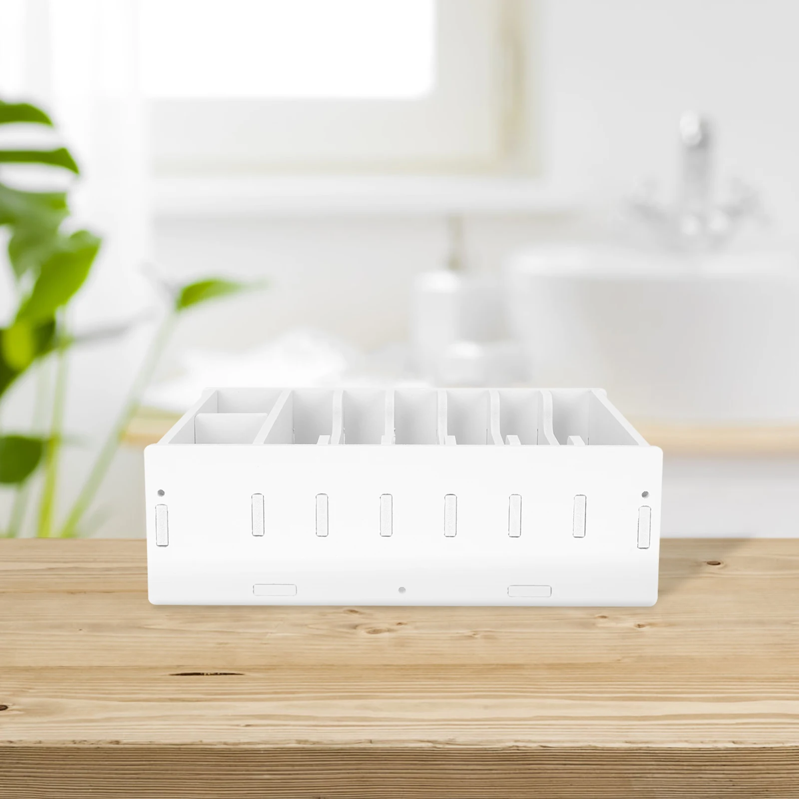 Multi Compartment Cash Box Receipt ganizer Desk Storage Tray Wooden Grid Box Calculator Holder Key Case Coin ganizer Storage