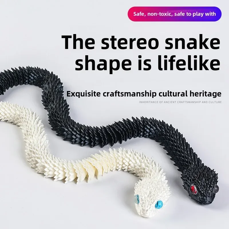 Hot 30cm 3D Printed Snake Decoration 3D Printed Animal Desk Accessories Room Decoration Desk Fun Snake Year Decorations Choice