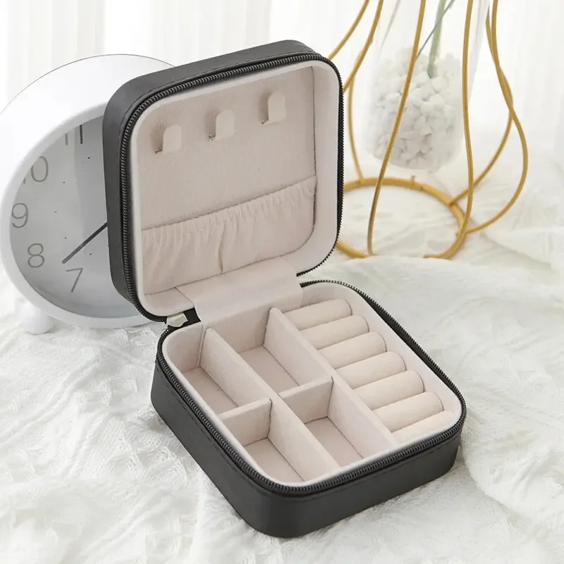 1pc Portable Jewelry Storage Box Home Travel Earrings Necklace Ring Jewelry Box Mini Layered Jewelry Display Case