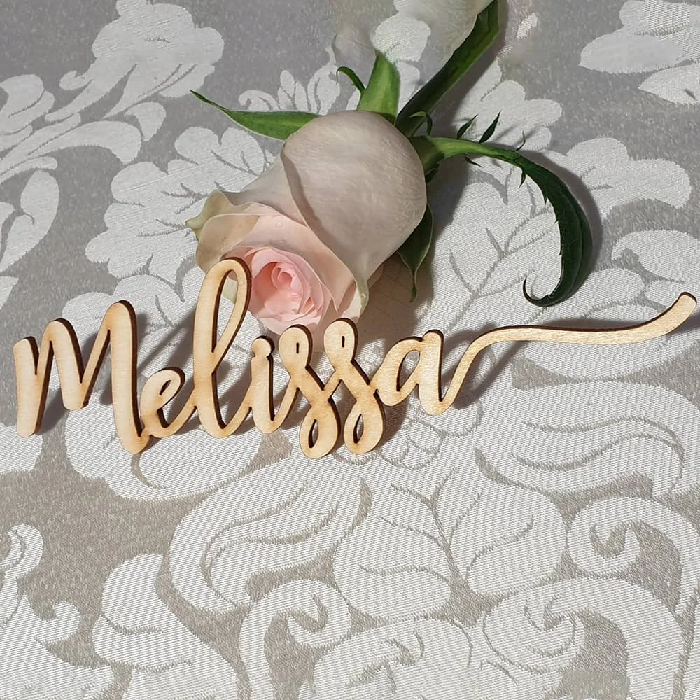 Custom Party Decoration Place Cards Chunky Laser Cut Wood or Acrylic Names Table Place Settings for Wedding Guest In Bulk