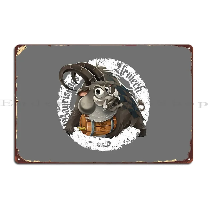 Wolpsig Bavarian Urviech Wuidboog Metal Plaque Poster Rusty Classic Wall Decor Garage Decoration Print Tin Sign Poster