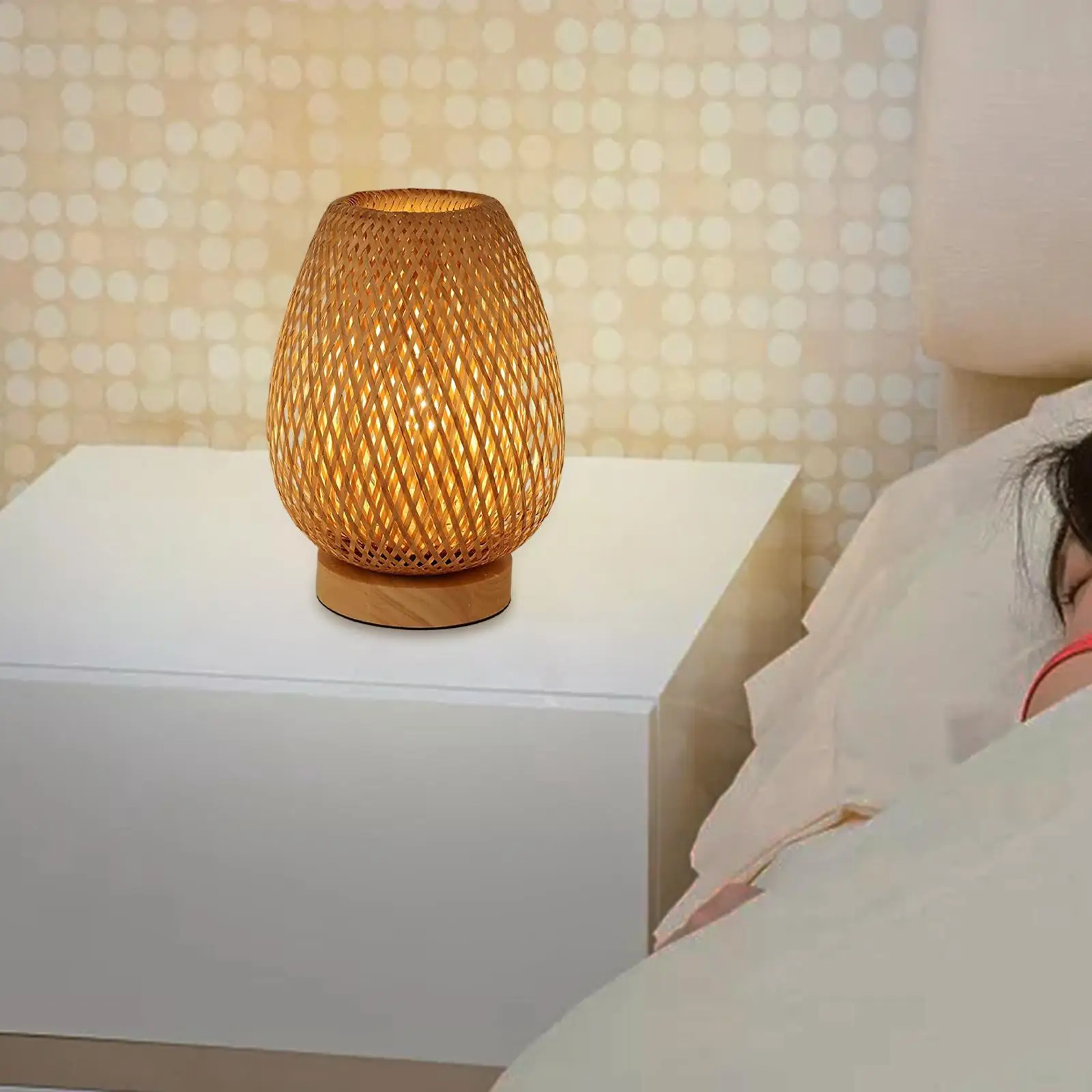 

Bamboo Lampshade Accessories Decor NightStand Lamp Modern Table Lamp Lantern for Living Room Bedroom Restaurant Photography