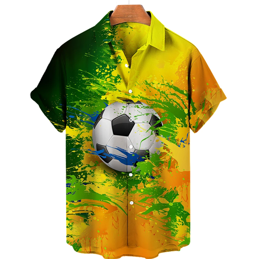 

Summer Men's Hawaiian Shirt Football Print Harajuku O Neck Casual Shirt Oversized Street Carnival Costume