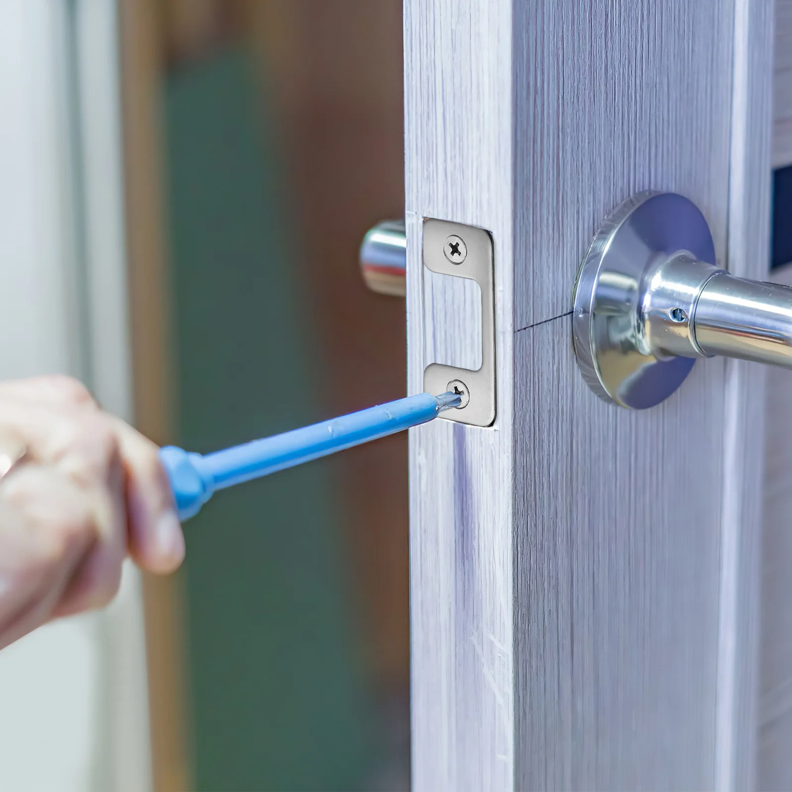 Tür schlag platte Füll klappe Schloss Tor verriegelung Riegel Installation ssatz Silber Edelstahl knopf