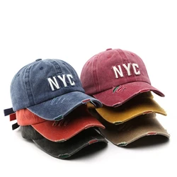 Fashion Summer New Men's Washed Letter Embroidery NYC Baseball Cap Outdoor Women's Sunscreen Sunshade Cap Snapback