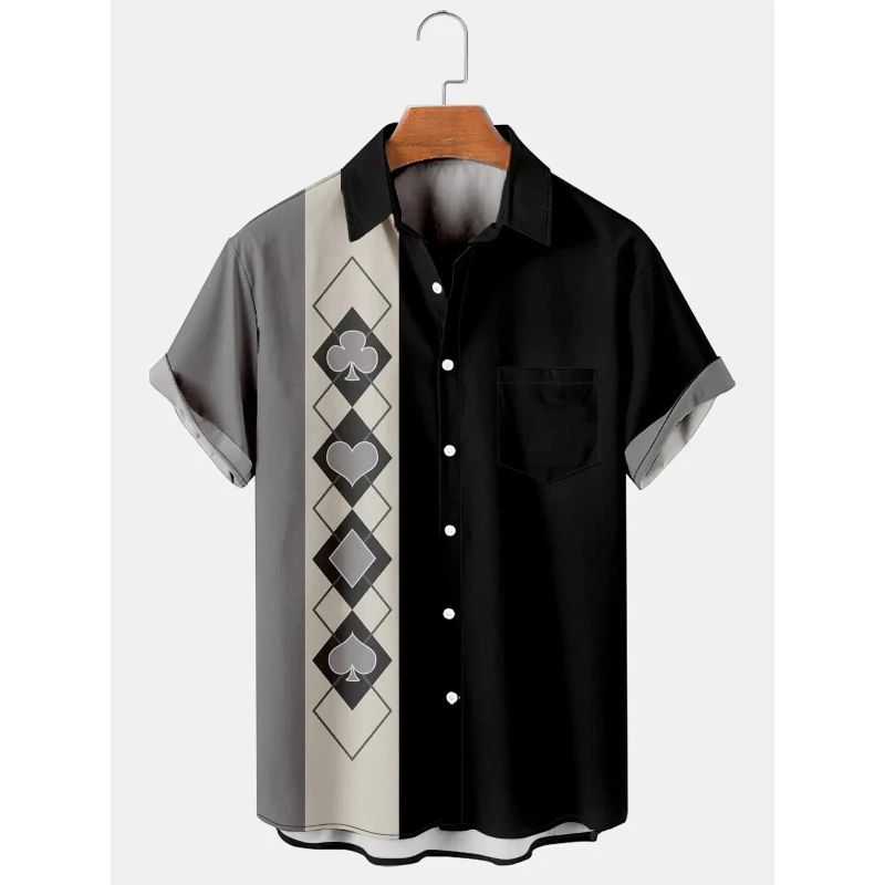 

Hawaiian Shirt Harajuku Stripe Print Loose Fashion Casual Short Sleeve Button Aloha Beach Summer For Men Clothing Vacation Stree