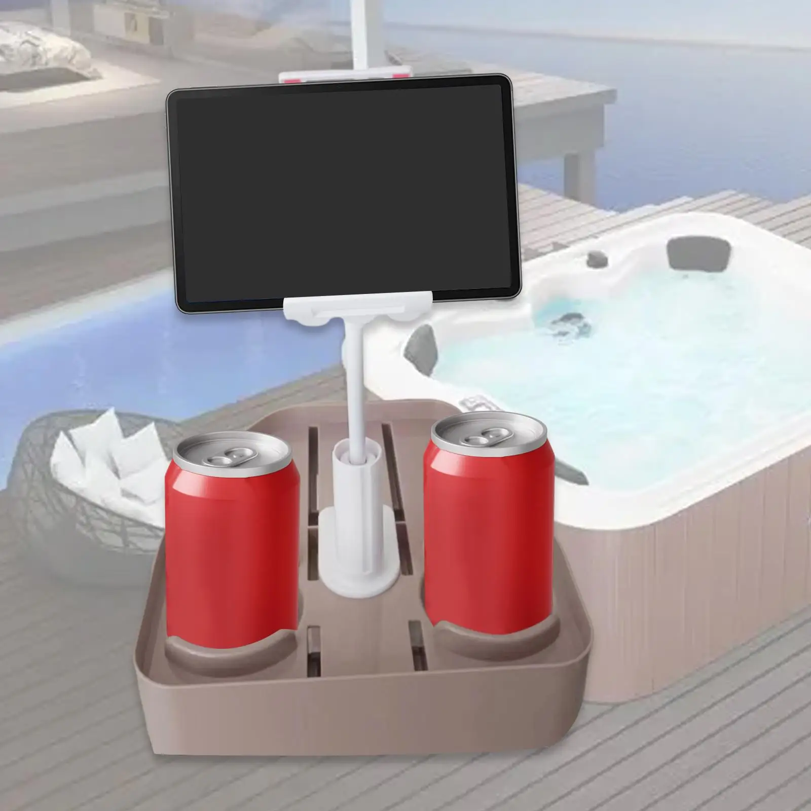 

Поднос для стола для ванны с креплением для телефона Прочный нескользящий поднос для спа-напой Приставной столик для ванны Держатели для напитков для надувных бассейнов