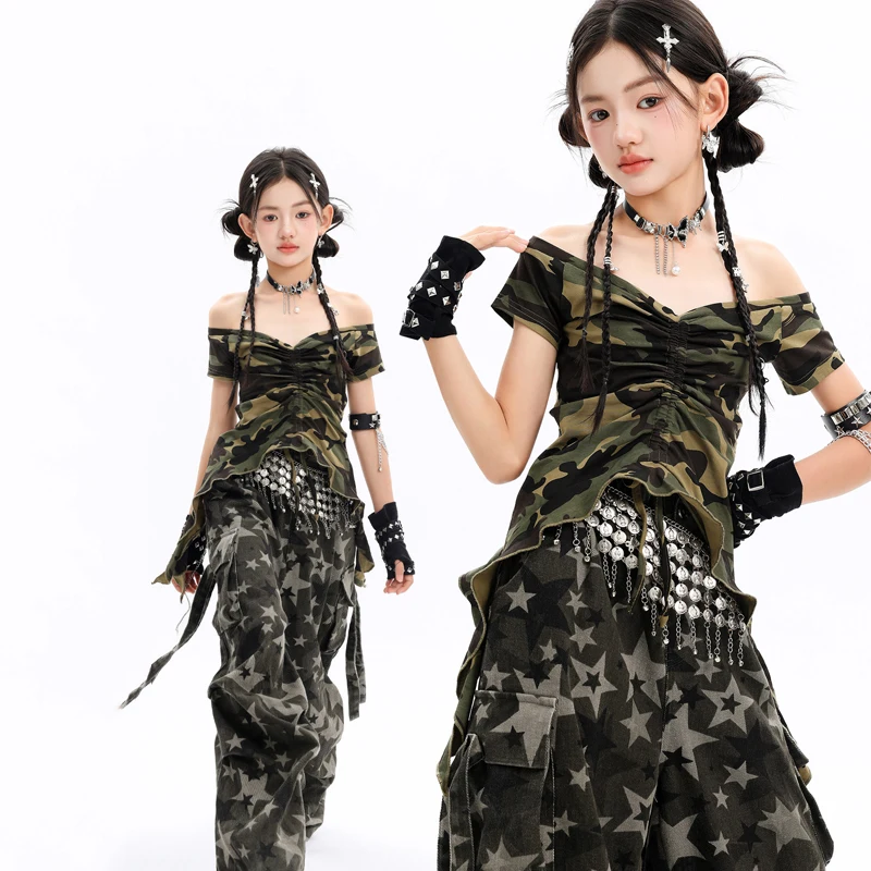 Kids Cool Hip Hop Clothing Group Jazz Dance K-pop Outfits Street Wear Children'S Ballroom Dance Costumes Stage Suit XS11678