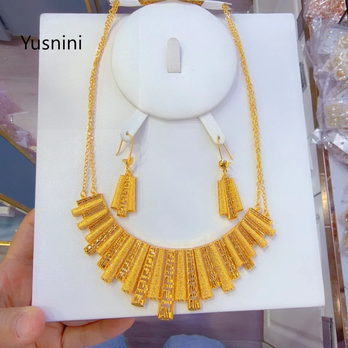 

New Dubai Nigeria 24K Gold Plated Necklace Earrings as Wedding Party Gift Jewelry and Accessories Set YY10961