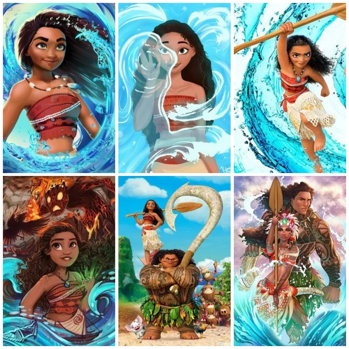 Disney Cartoon Princess Moana Wall Art Canvas Painting Nordic Posters and Prints Wall Pictures for Living Room Decor