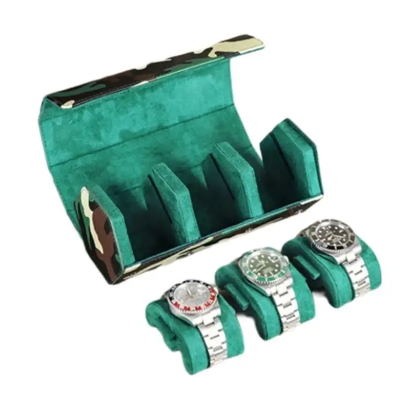 a52eファッショナブルな3dプリントカモフラージレザーウォッチホルダーマルチスロットストレージボックス