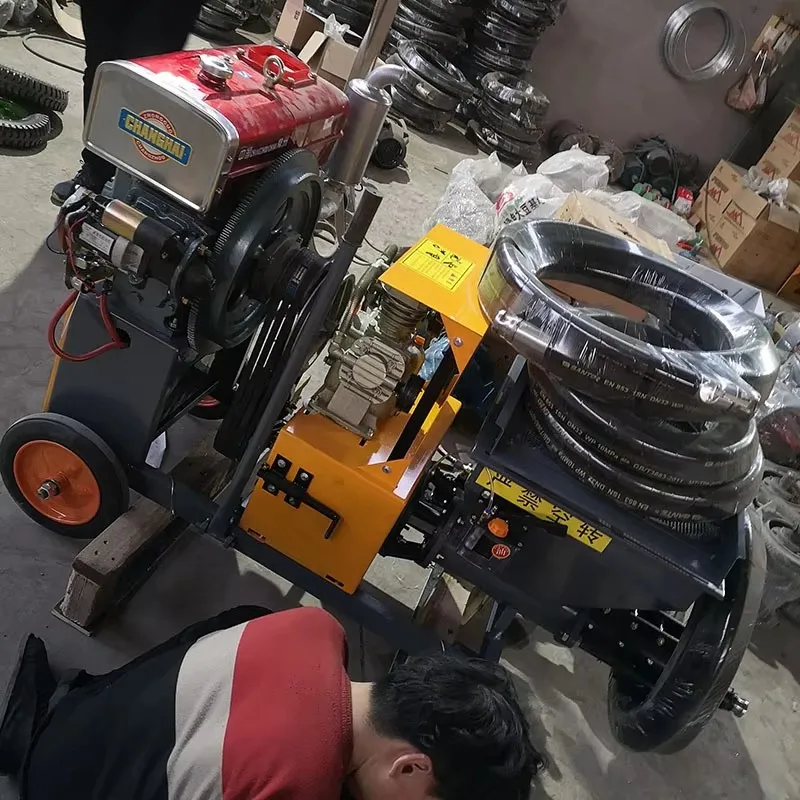 Cement Mortar Spraying Machine Concrete Pump Plaster with Mixer for Interior Wall Floor Ceiling Roofs and Surfaces