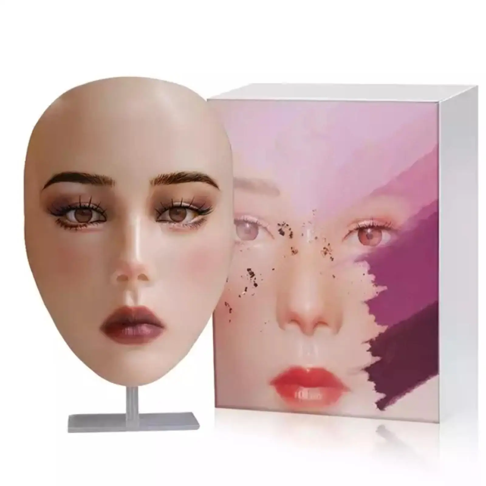 

Makeup Practice Face Washable Soft Touch Mannequin Head Realistic for Permanent Makeup Eyelash Extension Massage Home Salon