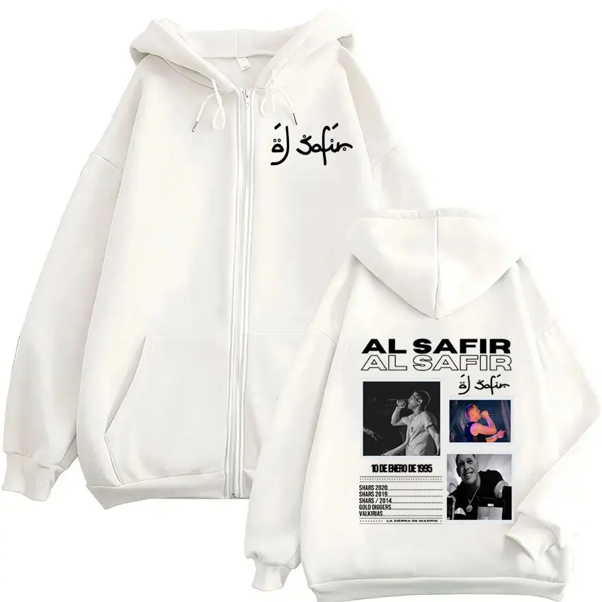 Rapper Al Safir Tour Zip Up Hoodie Women Men Graphic Sweatshirt Streetwear Hip Hop Zipper Hooded Jacket Casual Sweatshirt