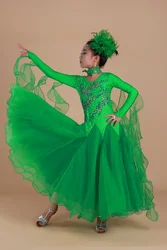 2024 New Modern Dance Dress Ballroom Clothing Girls children Long Skirts Practice Wear Waltz Tango Cocktail Girls Prom Customize
