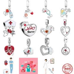 2024Hot Sale 925 Silver Doctor Nurse Medication Charms DIY Dangle Beads Fit Original Pendant Bracelet Necklace Fashion Jewelry