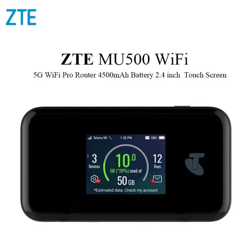 

Original ZTE MU500 ZTE 5G Wi-Fi Pro 5G mm WAVE & sub 6GHz 4G CAT20 WiFi 6 + LAN Port