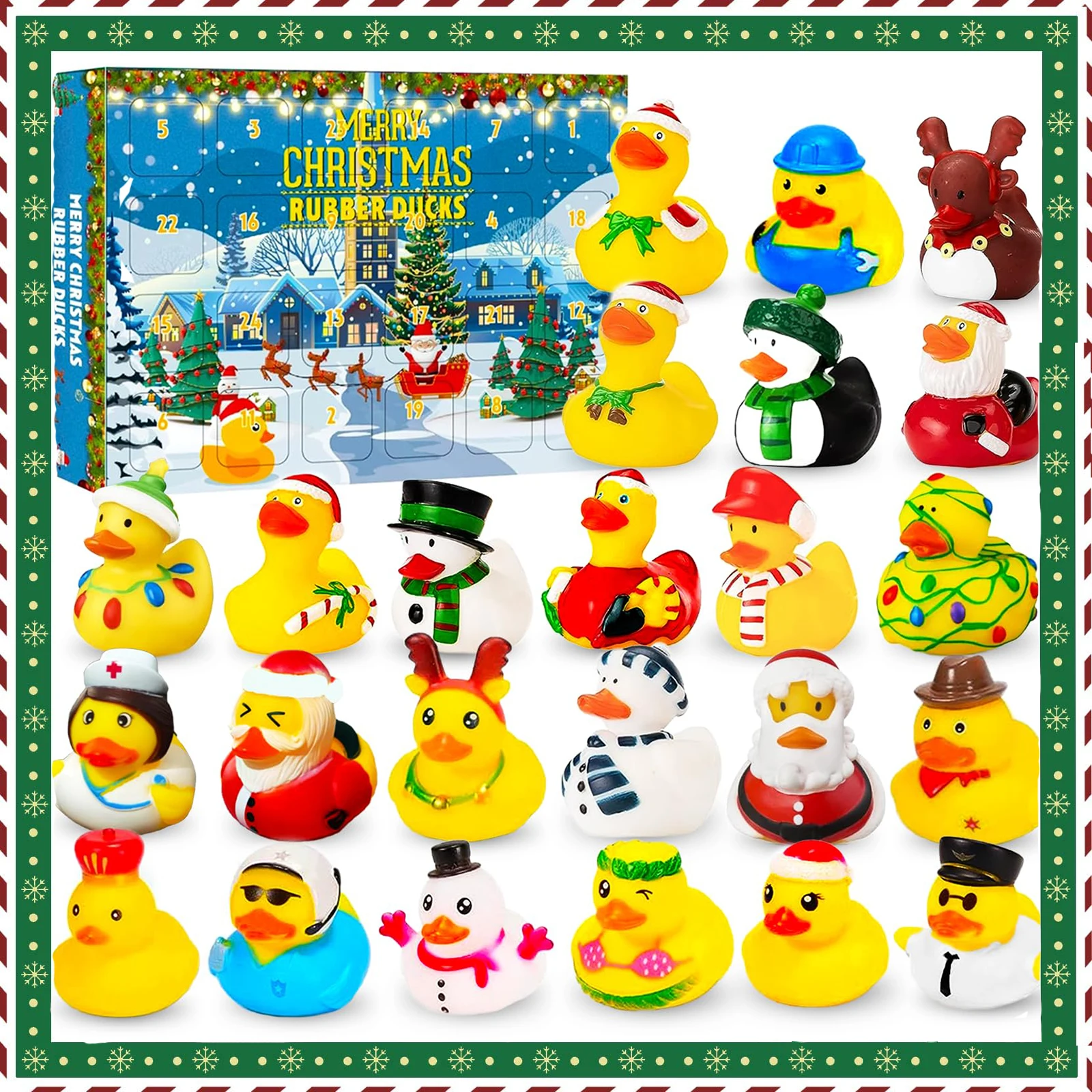 Christmas Rubber Duck Advent Calendar 2024,24 Days Christmas Countdown Calendar,24 Rubber Ducks for Boys Girls Christmas Party