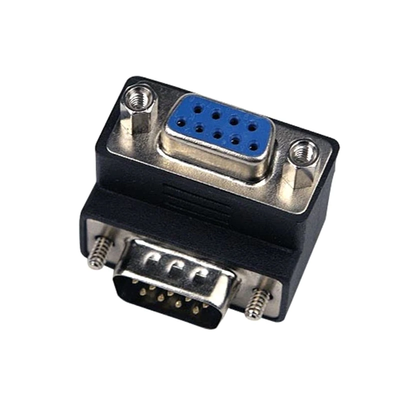 DB9 9 Pin RS 232 Male to Female Serial Gender Adapter 90 Degree Extension Cable Converter Coupler