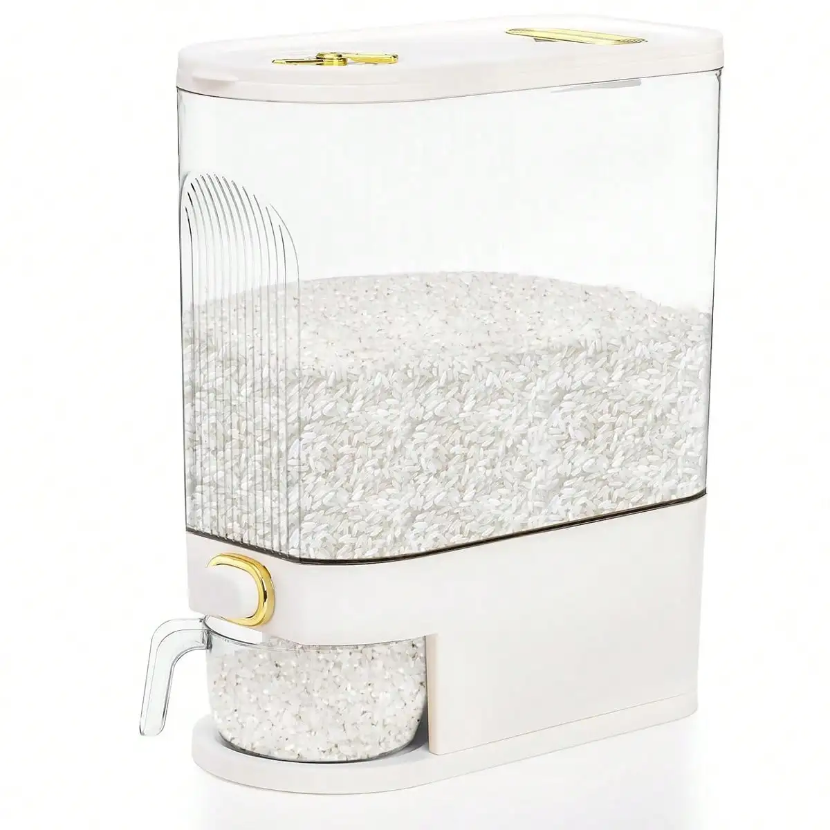 Airtight Rice Bucket with Measuring Cup 22/11lbs Moisture-Proof for Cereal Pet Food Storage