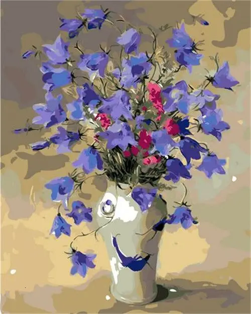 CHENISTORY Blue flowers in a white vase