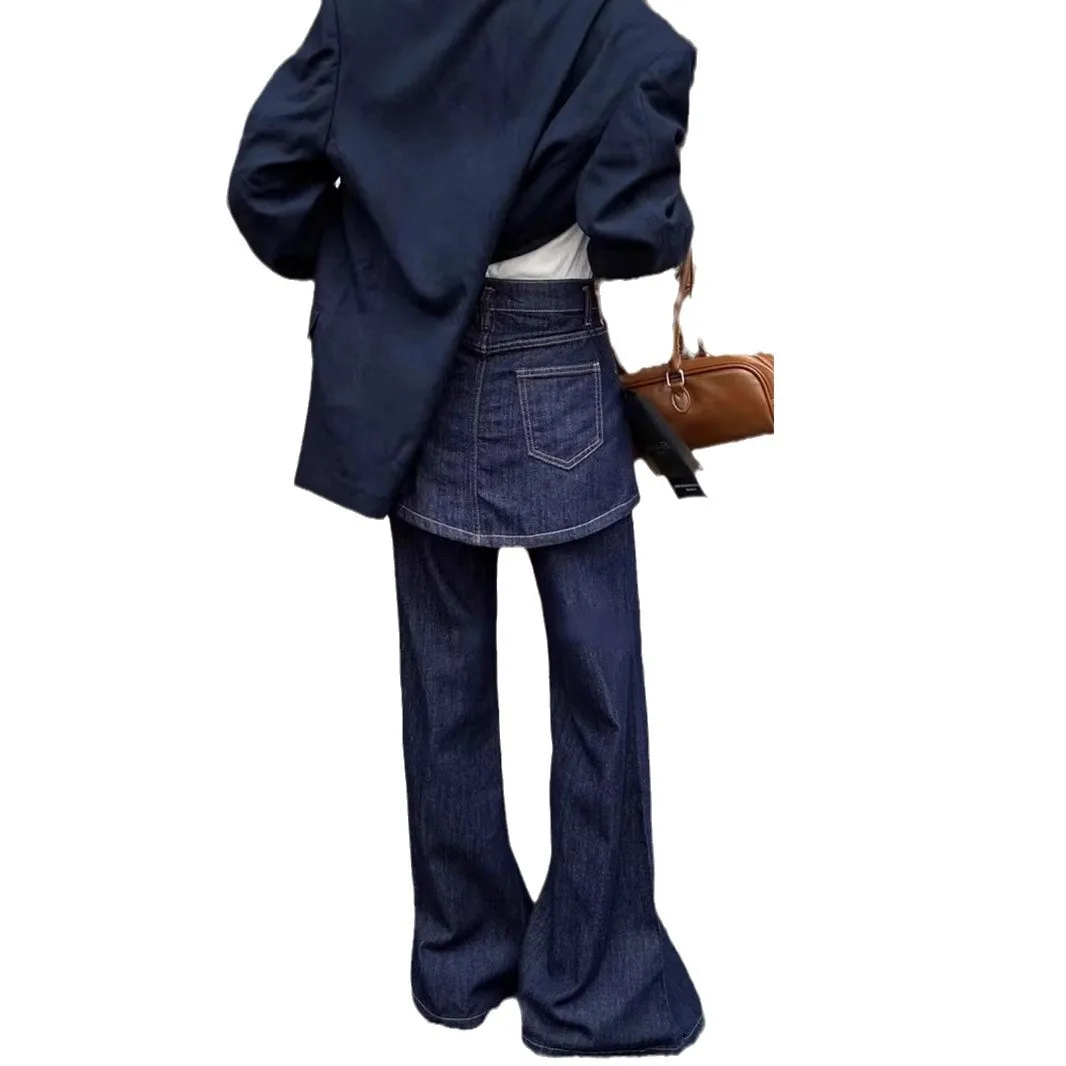 

Wide Leg Pants Navy Womens Winter Plush Flocking Elastic-Waisted Lounge Gentle Lining Ribbed Softshell Cozy Padded Trousers 2025