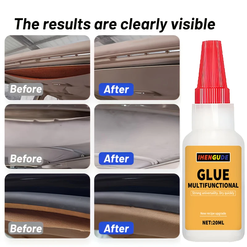 Roof Repair Glue – Strong Adhesive, Specially Designed for Roof and Interior Repair, Dries Quickly, Effectively Repairs Roof Fabric Detachment and Seal Strip Issues, No Disassembly Required, Easy to Operate Long-Term Protection of the Roof Fabric to Prevent Detachment and Aging, Extending the Lifespan. Suitable for Various Vehicle Models