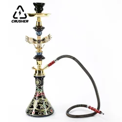 CRUSHER Glass Shisha Set with Textured Water Bottle Chicha Bowl Single Hose Hookaah Hoka Complete Narguilhe Hookah Accessories