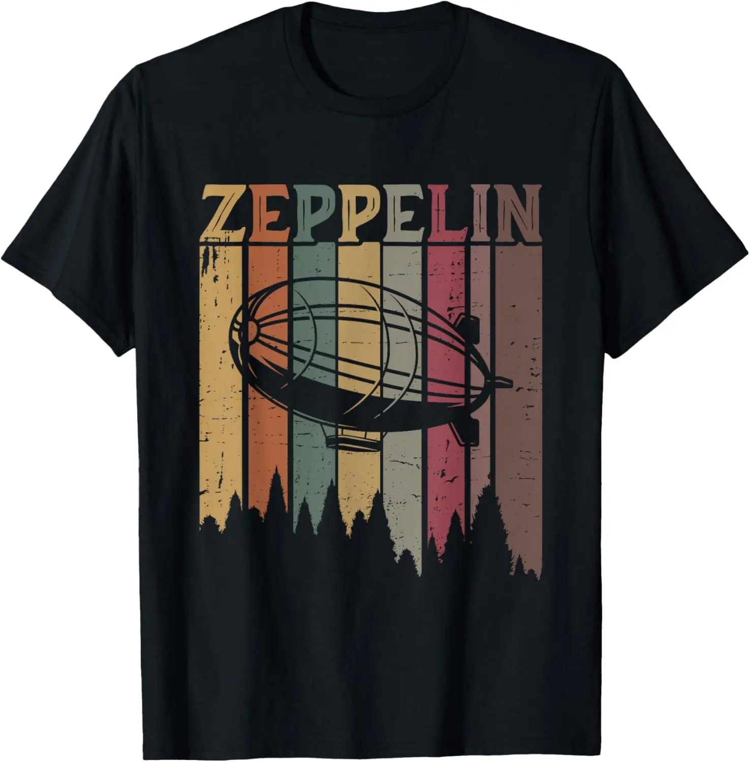 Retro Zeppelin 70S 80S Dirigible Airship Zepelin Zepplin T-Shirt 100% Cotton Trendy Y2K Short-Sleeve Tee – Soft, Quick-Drying, &