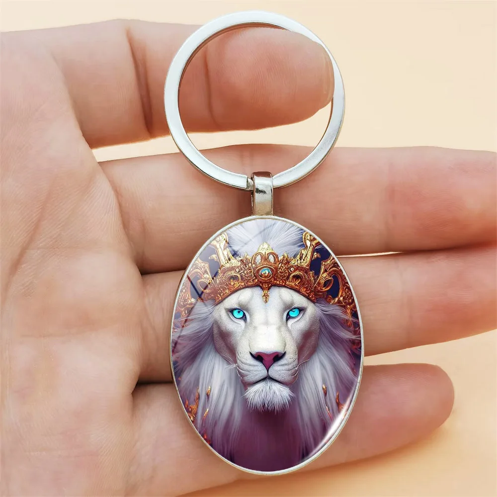 1PC Lion King Keychain Elliptical Decorative Pendant Charm Punk Car Backpack Accessories Fashion Jewelry Gifts