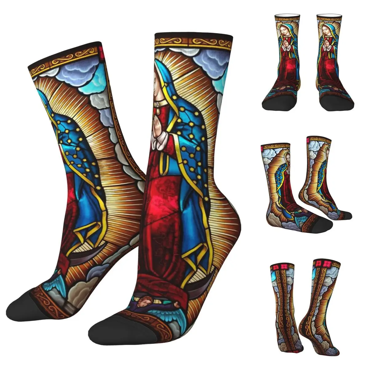 Lady Of Guadalupe Virgin Mary calzini Unisex, calzini felici con stampa 3D in bicicletta Street Style Crazy Sock