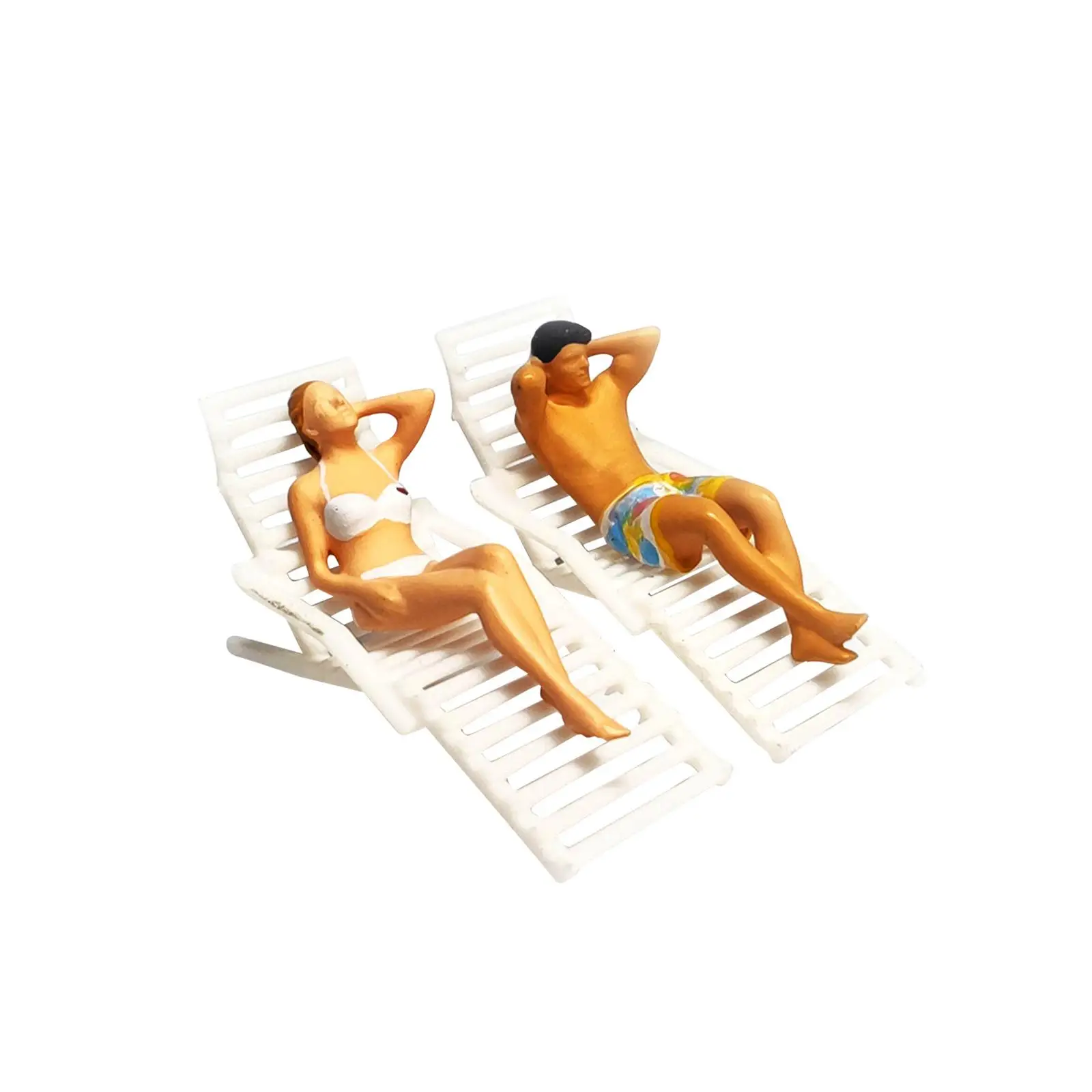 Resin 1/64 Scale People Figures Set Mini Beach Chair Mini People Model Ornament for Sand Table DIY Projects Layout Decoration