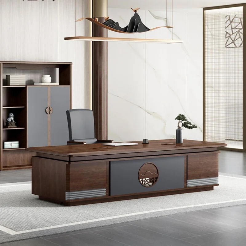 

Wooden Modern Executive Office Desk Designer Brown Large Luxury Computer Desks Standing Drawers Mesa Para Computador Furniture