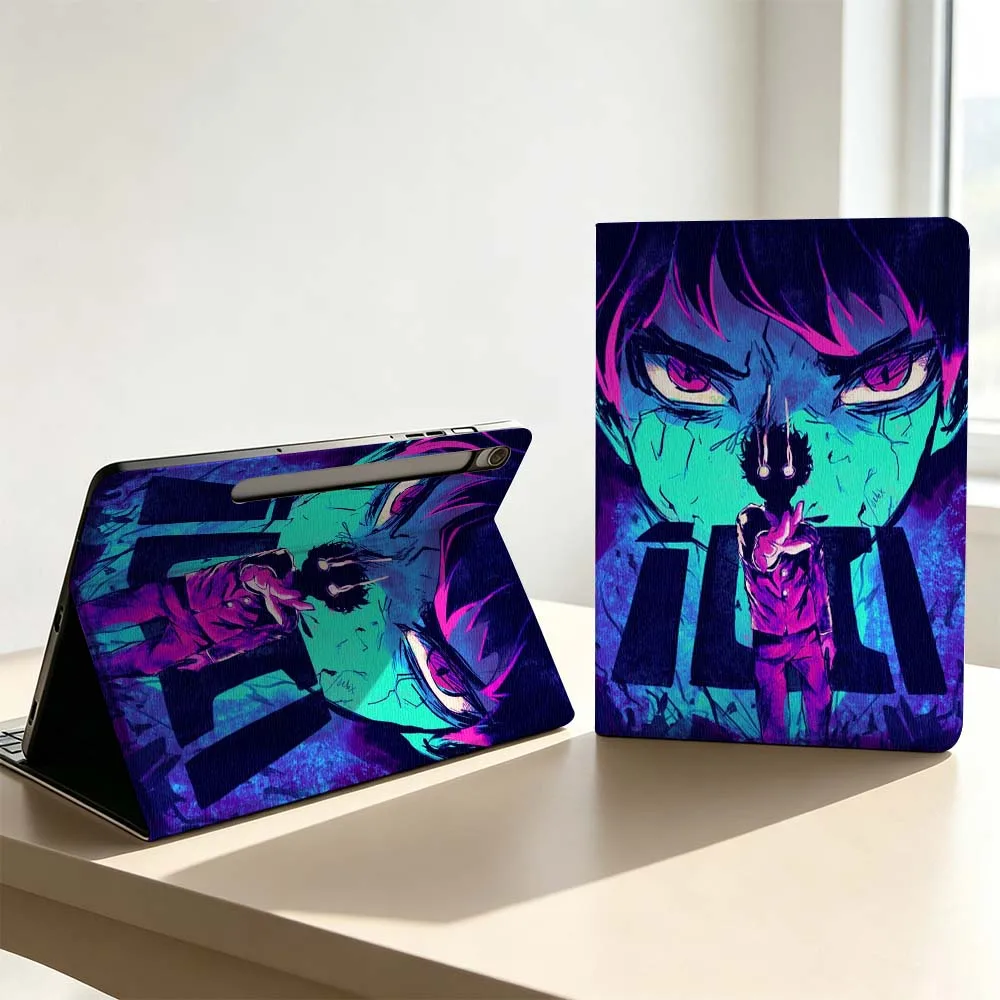 Capa de Tablet Mob Psycho 100 Soft para Samsung Galaxy Tab S11 S10 S9 S8 S7 S6 A9 A8 A11 Lite FE Plus com Suporte para Caneta