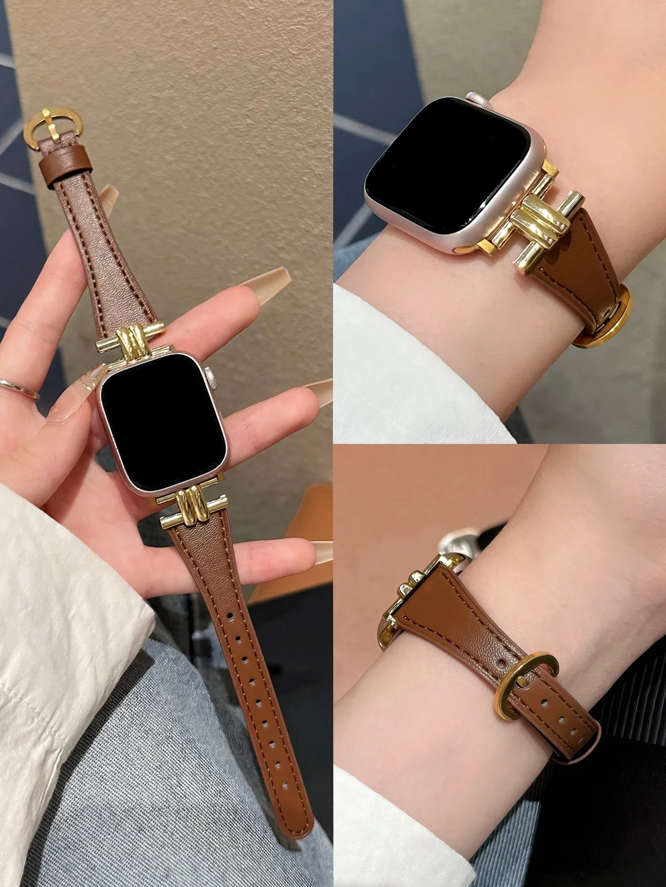 Leather Loop Correa For Apple Watch Band Series Ultra 11/10/9/8/7/6/5/4/3/2/1 SE 38mm 40mm 41mm 42mm 44mm 45mm 46mm 49mm Strap