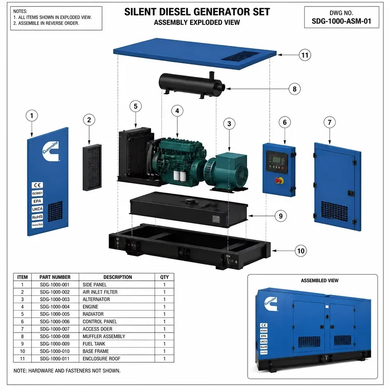 For Weichai Generator 1000kVA 1200kVA 1250kVA 1500kVA High Performance Silent Canopy Long Warranty Genset ATS