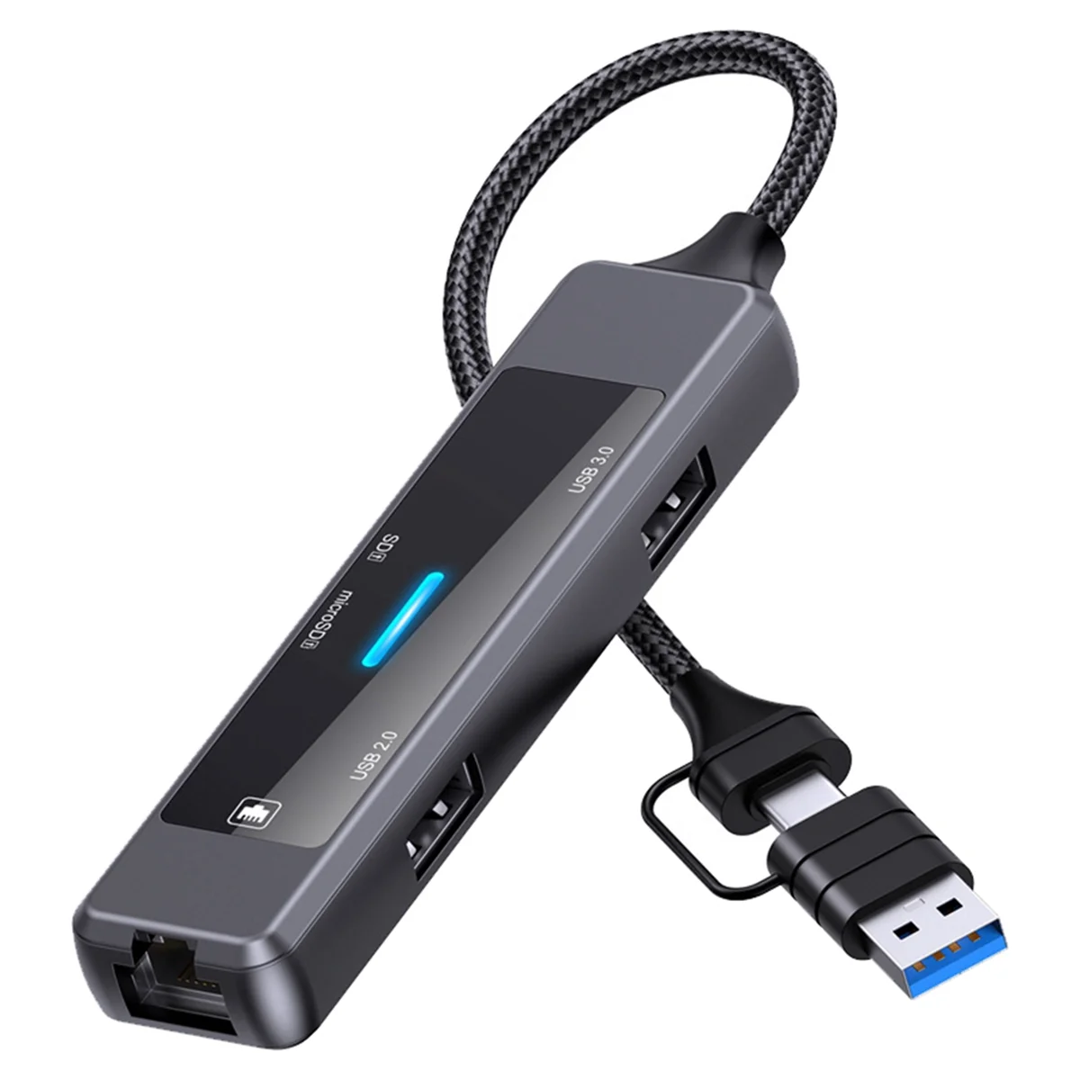 

USB-разветвитель 5-в-1, USB Type-C, RJ45, Lan, Ethernet, USB 2,0/3,0